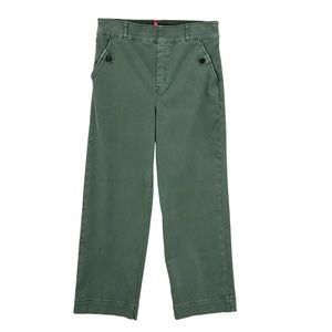 SPANX Pants Twill Cropped Wide Leg Stretch Green